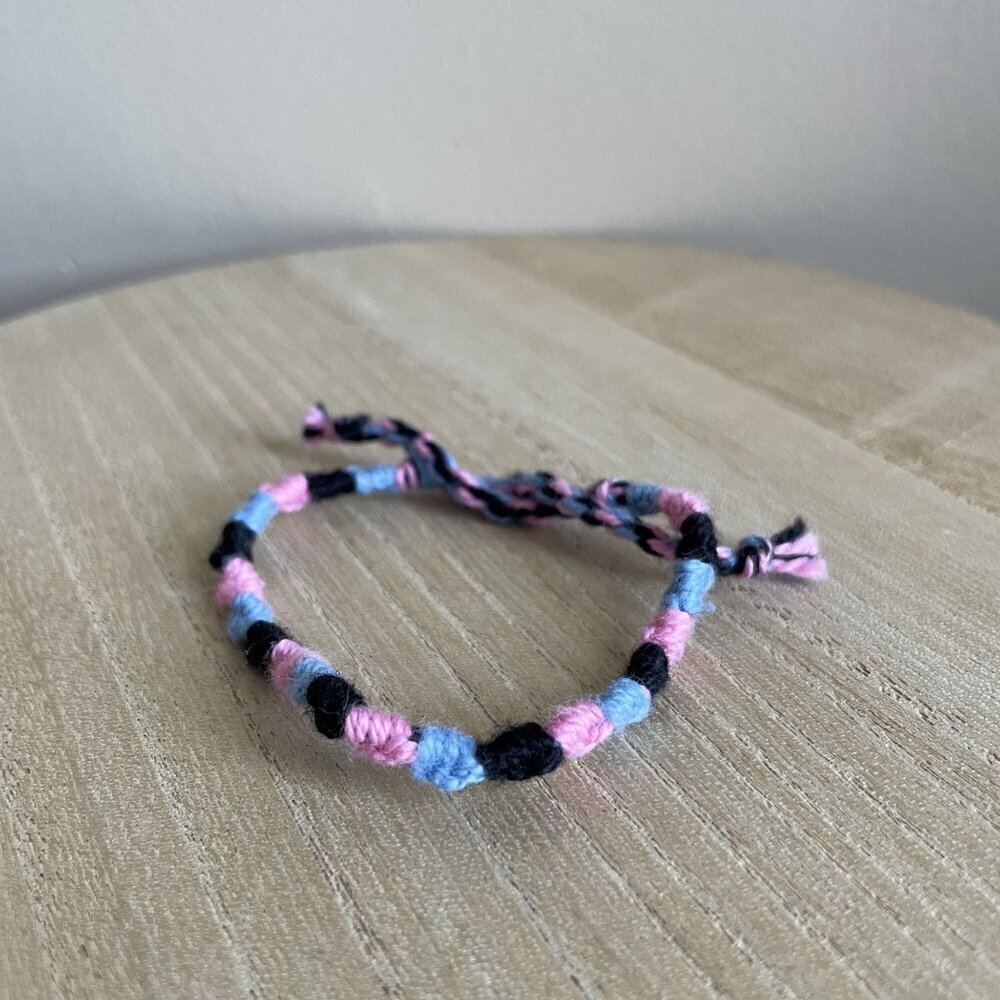 Junia Woven Friendship Bracelet OS Pink Blue Women Handmade Cotton Tie